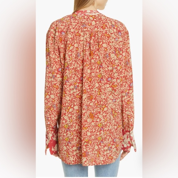Ralph Lauren Polo Mixed Floral Boho Blouse Red Cream size Small - Picture 13 of 15